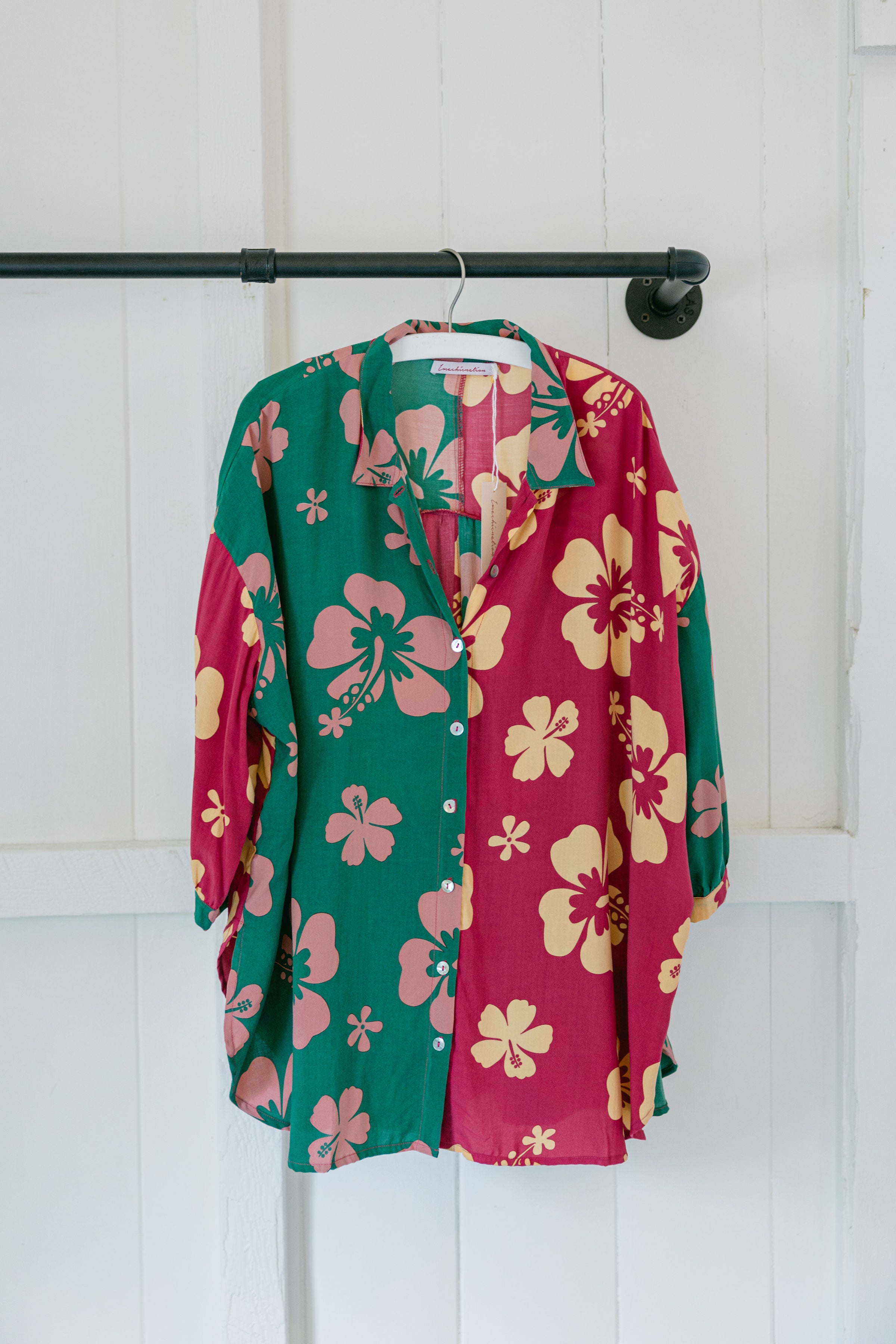 Oversized Button Up - Raspberry