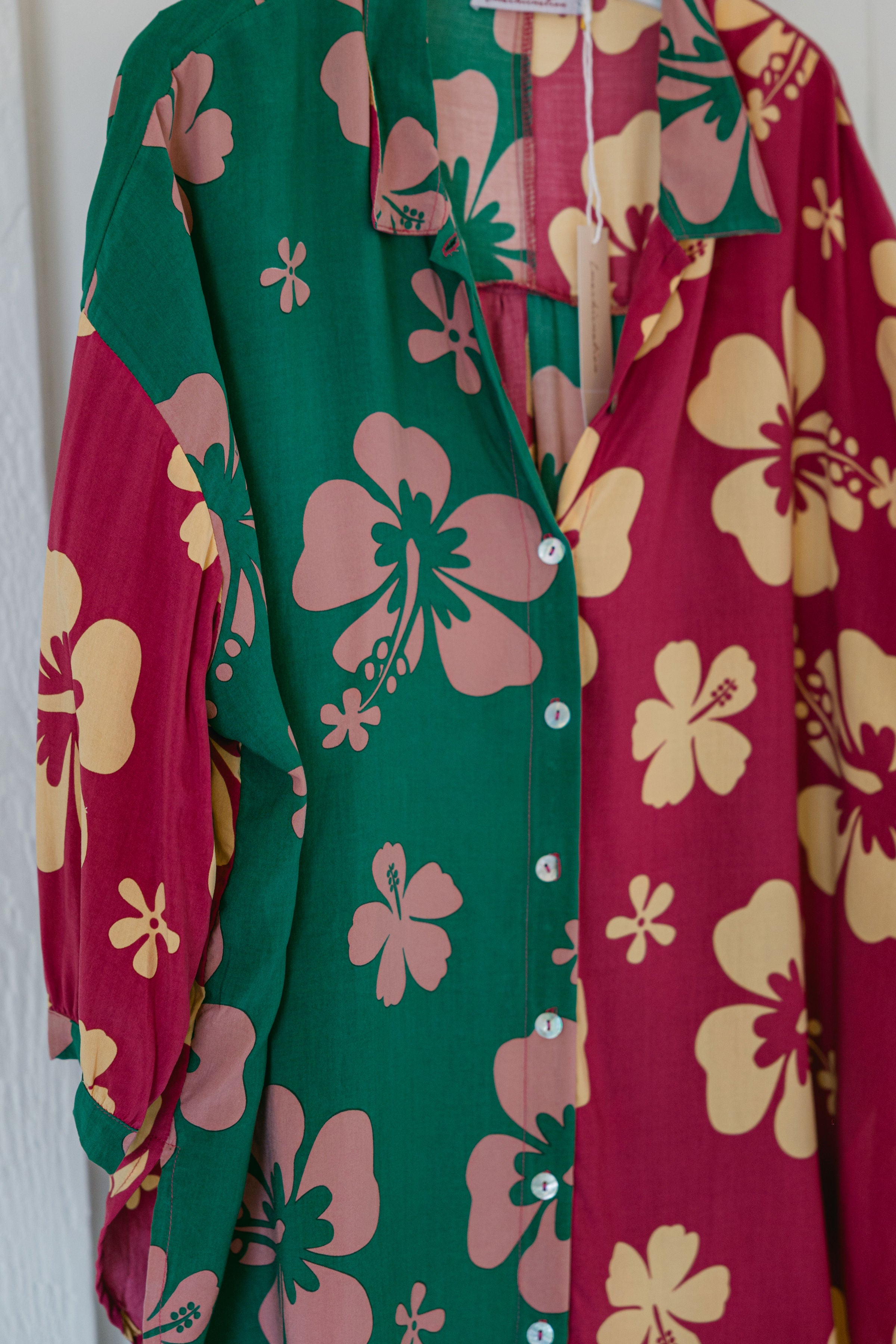 Oversized Button Up - Raspberry