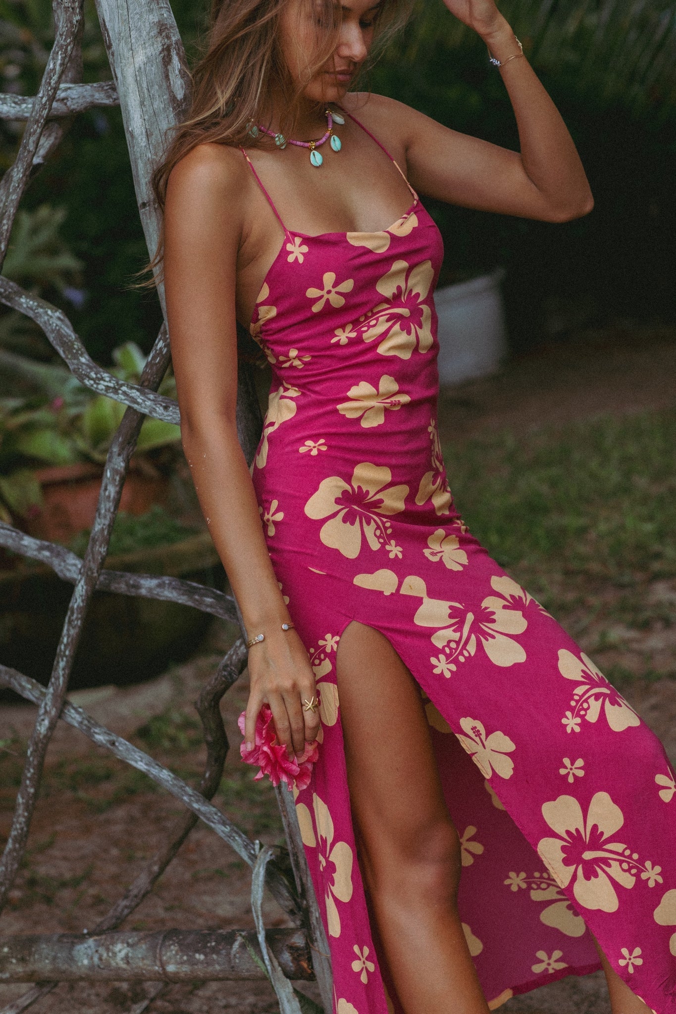 Dina Dress - Raspberry & Cream