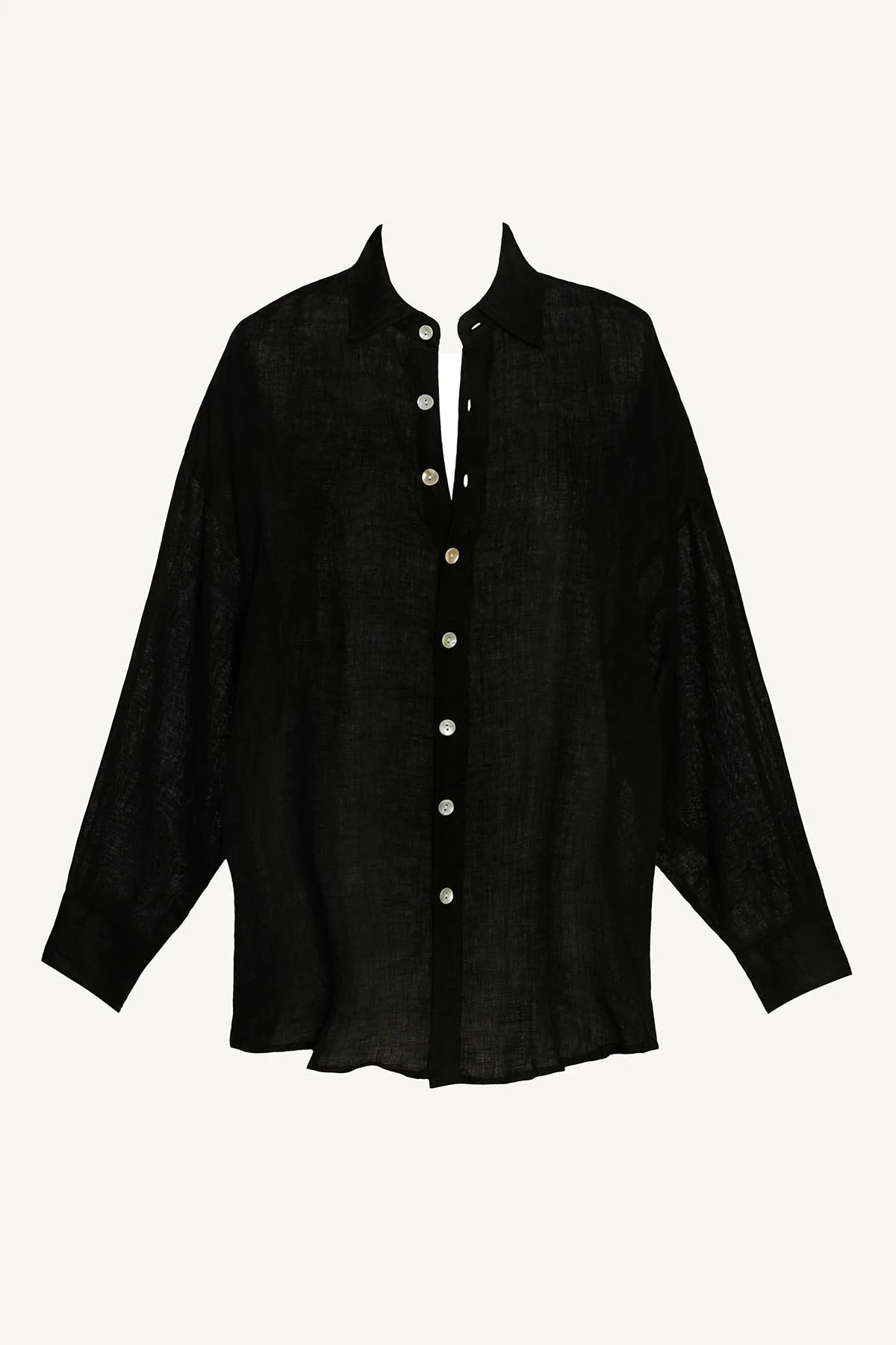 Playa Boyfriend Shirt - Black Eco Linen