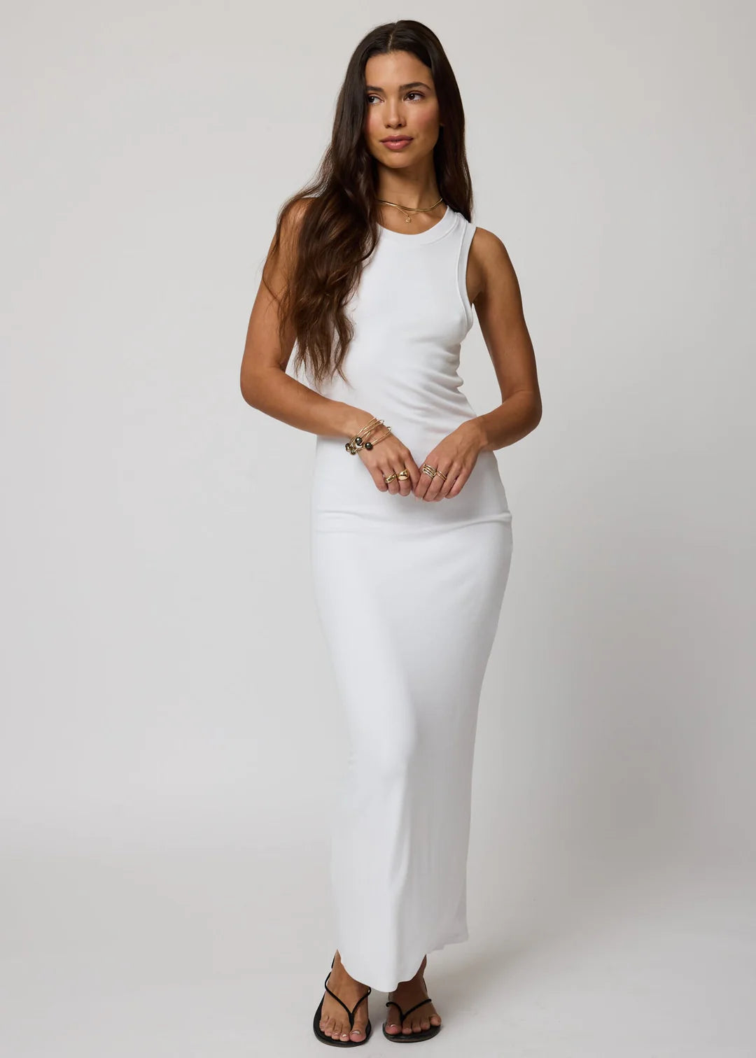 Rib High Neck Maxi Dress
