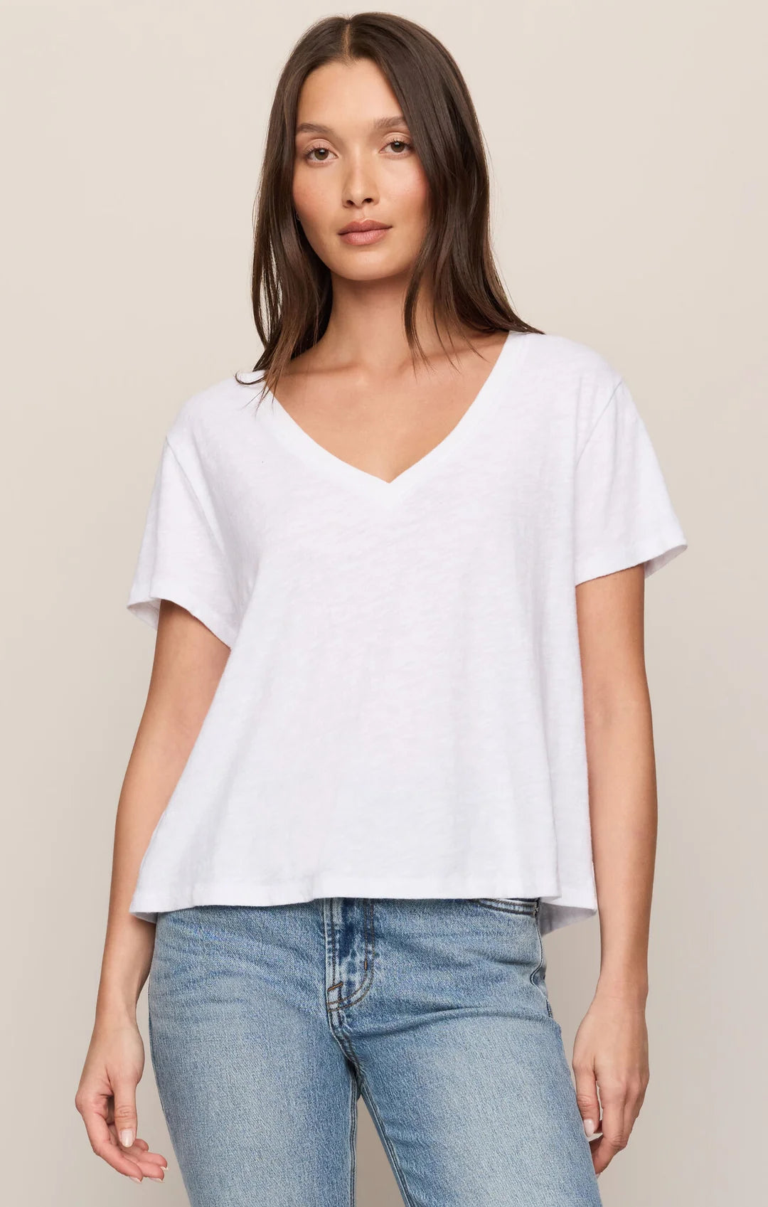 Nomad V Neck Tee White
