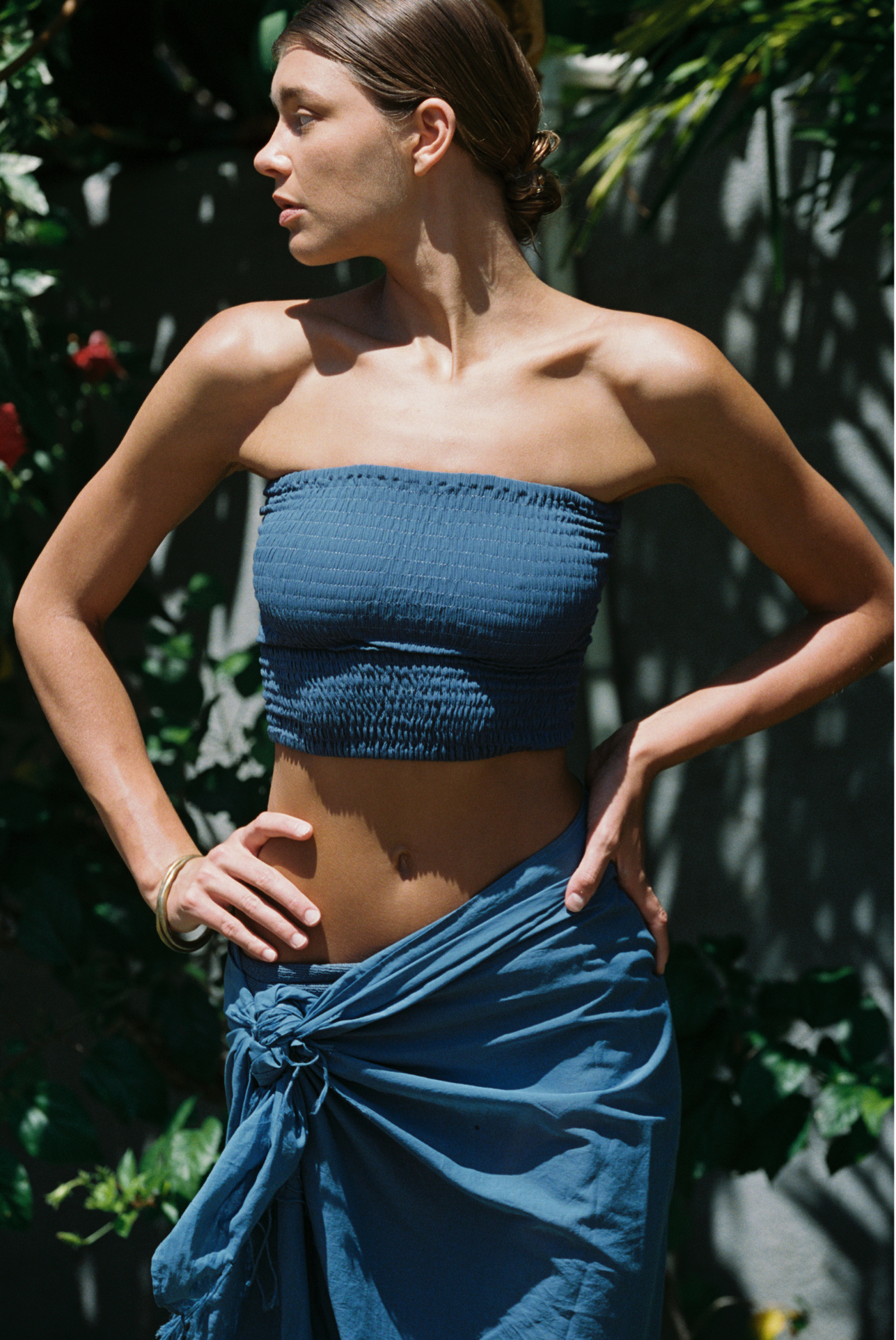 Flora Smocked Tube Top in Vintage Indigo