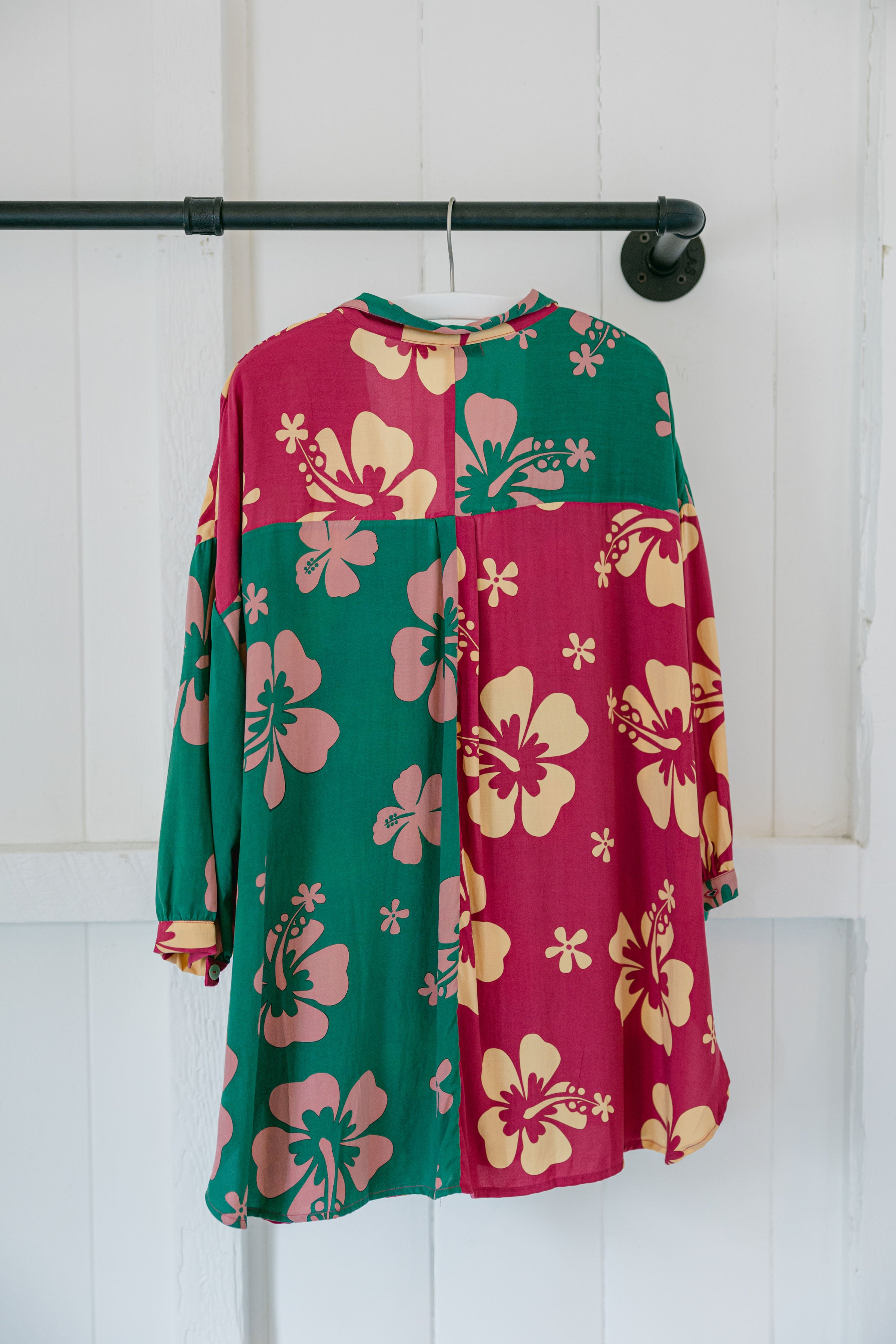 Oversized Button Up - Raspberry